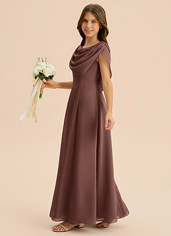 Azazie Lambie Junior Espresso A-Line Pleated Chiffon Dress image4