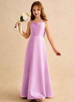 Azazie Joella Girls Formal Flower Girl Dresses Candy Pink A-Line Pleated Matte Satin Dress image3