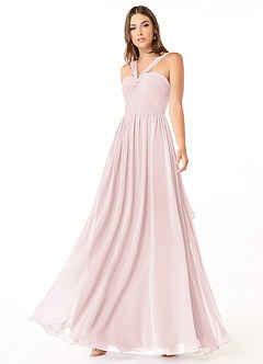 Azazie Dionne Bridesmaid Dresses Blushing Pink A-Line Corset Chiffon Dress image4