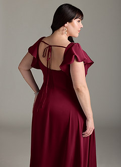 Azazie Bondi Brautjungfernkleider A-Linie Schleifen Stretch-Satin Kleid Burgunderrot image12