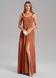 Azazie Everett Bridesmaid Dresses Cedar Rose A-Line Stretch Satin Dress image5