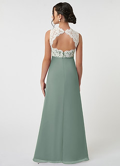 Azazie Rana Junior Silver Sage A-Line Lace Chiffon Dress image2