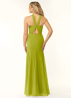 Azazie Rue Bridesmaid Dresses Lemongrass A-Line Halter Chiffon Dress image2