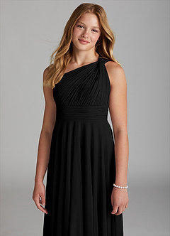 Azazie Charlize Junior Black A-Line Mesh Dress image6