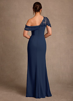 Azazie Sally Mother of the Bride Dresses Dark Navy Sheath Lace Chiffon Dress image3