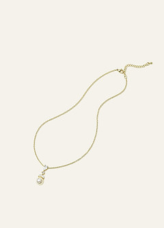 front Pear Cut Pearl Drop Necklace