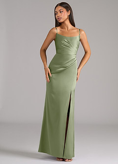 Azazie Marla Bridesmaid Dresses Pistachio Sheath Strapless Stretch Satin Convertible Dress image7