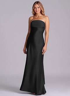 Azazie Ailanie Brudtärnklänningar Klä av Tubklänning i Stretch Satin Axelbandslös Svart image1