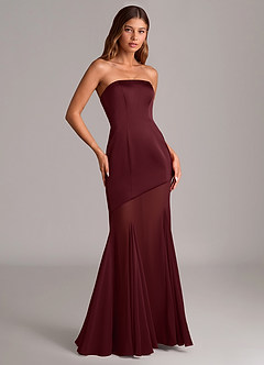 Azazie Uma Robes de demoiselle d'honneur Robe Sirène Convertible en Mousseline de soie Sans bretelles Cabernet image3