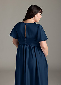 Azazie Verna Maternity Bridesmaid Dresses A-Line Ruched Stretch Satin Floor-Length Dress image10