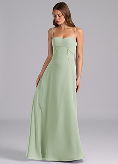 Azazie Valentine Bridesmaid Dresses Dusty Sage A-Line Corset Chiffon Dress image3