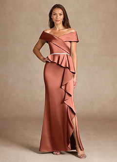 Azazie Dareia vestidos de madre de la novia Vestido de Arcilla de Satén Elástico de Sirena con Vestidos sin tirantes image1