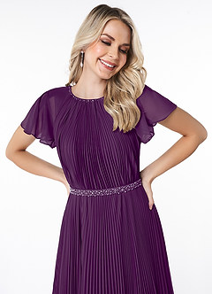 Azazie Kara Modest Bridesmaid Dresses A-Line Pleated Chiffon Floor-Length Dress image5