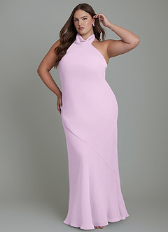 Azazie Velli Bridesmaid Dresses Frosted Lilac Mermaid High Neck Chiffon Dress image10