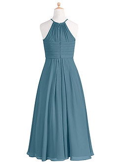 Azazie Ginger Junior Bermuda A-Line Pleated Chiffon Dress image8