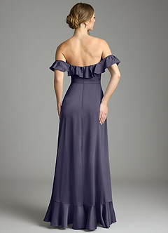 Azazie Lyra Bridesmaid Dresses Stormy A-Line Off the Shoulder Stretch Satin Convertible Dress image10
