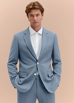 front James Dusty Blue Structured Stretch Suit Jacket