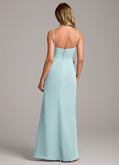 Azazie Tahlia Robes de demoiselle d'honneur Robe Trapèze en Mousseline de soie avec ceinture Brume image7