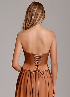Azazie Cadence Bridesmaid Dresses Copper A-Line Corset Stretch Satin Convertible Dress image6