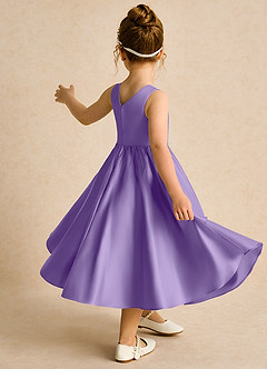 Azazie Hermia Flower Girl Dresses Tahiti A-Line Sleeveless Matte Satin Dress image5