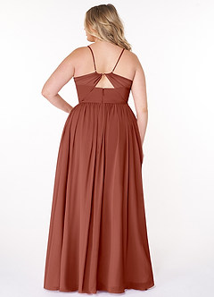 Azazie Cora Bridesmaid Dresses Auburn A-Line Pleated Chiffon Dress image7