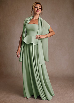 Azazie Josabeth Mère de la mariée Robes Robe Trapèze en Mousseline de soie Plissée Vert Sauge image2