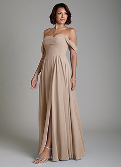 Azazie Loisa Bridesmaid Dresses Taupe A-Line Corset Chiffon Convertible Dress image7