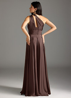 Azazie Charlize Abiti da Damigella Abito A-Line in Raso Elasticizzato Monospalla Ganache image6