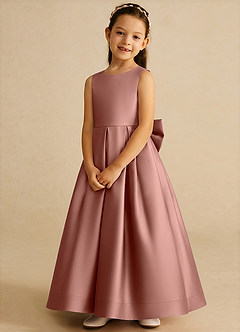Azazie Cailee Flower Girl Dresses Cedar Rose Ball-Gown Pleated Matte Satin Dress image4