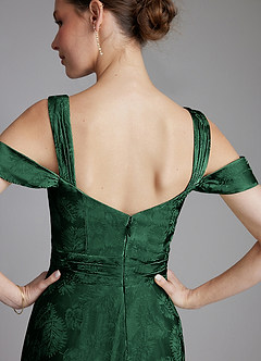 Azazie Emoria Brautjungfernkleider A-Linie Schulterfrei Jacquard Kleid Waldgrüner Jacquard image8