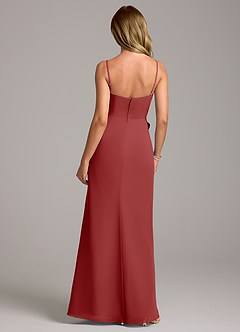 Azazie Tahlia Bridesmaid Dresses Rust A-Line with Belt Chiffon Dress image7