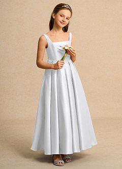 Azazie Mochi Girl vestidos de niña de las flores Vestido de Blanco de Satin Mate de Princesa con Plisado image4