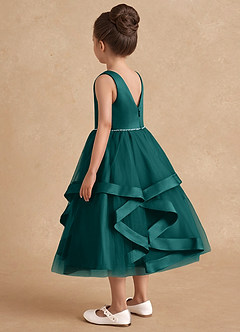 Azazie Posy Flower Girl Dresses Peacock A-Line Beaded Tulle Dress image2