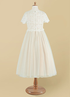 Azazie Petal Final Sale Diamond White Champagne A-Line Lace Tulle Dress image8