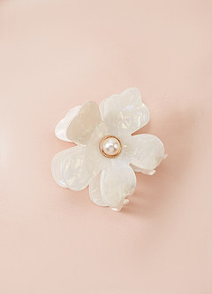 front Iridescent Pearl Flower Claw Clip