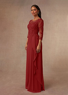 Azazie Calanthe Mother of the Bride Dresses Rust A-Line Scoop Chiffon Dress image2
