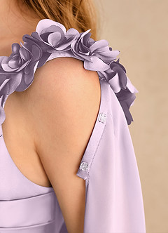 Azazie Rosita Girls Formal Flower Girl Dresses Frosted Lilac A-Line Pleated Matte Satin Dress image7