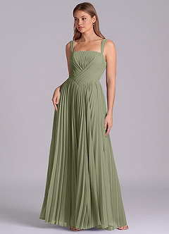 Azazie Mina Abiti da Damigella Abito A-Line in Chiffon Plissettato Pistacchio image1