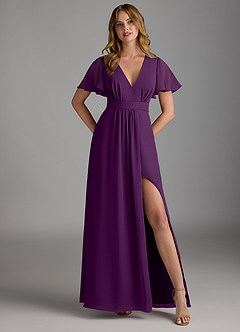 Azazie Zaniah Bridesmaid Dresses Grape A-Line Chiffon Dress image1