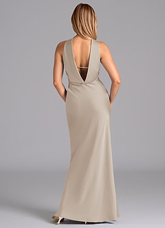 Azazie Lusinda Brudtärnklänningar Klä av Sjöjungfru i Stretch Satin Axelbandslös Frost image7