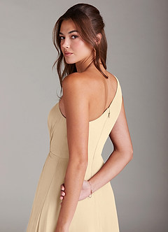 Azazie Brooke Jurken voor bruidsmeisjes Jurk van Chiffon met A-Lijn One-Shoulder Champagne image6
