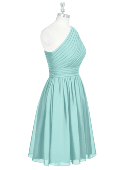 Azazie Katrina Bridesmaid Dresses Aqua A-Line One Shoulder Chiffon Dress image8