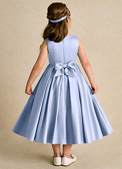 Azazie Lady Flower Girl Dresses Ice A-Line Pleated Matte Satin Dress image2