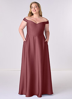Barbie ♥ Azazie Bridesmaid Dresses Desert Rose A-Line Off the Shoulder Stretch Satin Convertible Dress image6