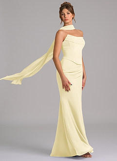 Azazie Sorrel Robes de demoiselle d'honneur Robe Sirène en Mousseline de soie Corset Sorbet Citron image3