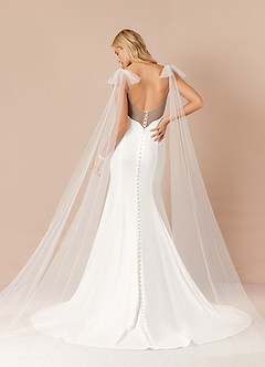 Azazie Sharen Wedding Dresses Diamond White Cocoa Mermaid Stretch Crepe Dress image2