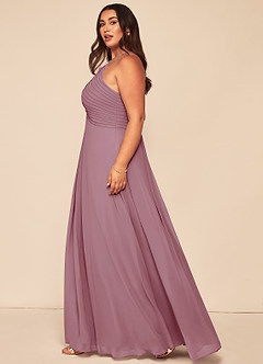 Azazie Ginger Bridesmaid Dresses Vintage Mauve A-Line Halter Pleated Chiffon Dress image13