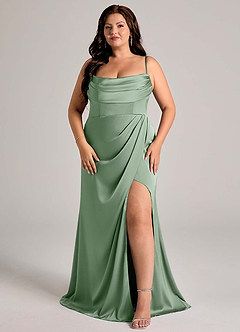 Azazie Johana Bridesmaid Dresses Matcha Mermaid Off the Shoulder Stretch Satin Convertible Dress image15