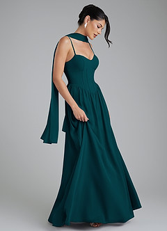 Azazie Alisha Vestidos de damas de honor Vestido Pino de Gasa de Línea A con Corsé image6