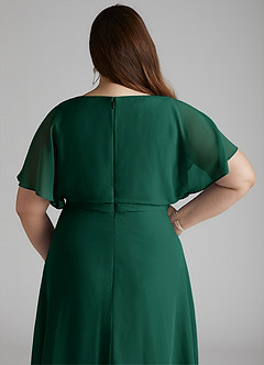 Azazie Aaliyah Modest Bridesmaid Dresses A-Line Scoop Pleated Chiffon Floor-Length Dress image10